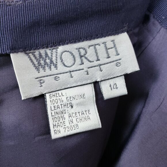 Vintage WORTH 100% Leather Suede Midi Skirt size 14 Patchwork Minimalist Y2K - Picture 3 of 11